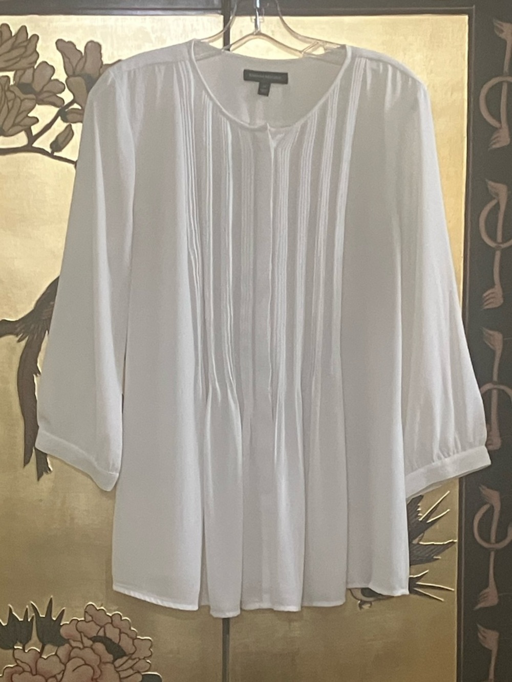 Banana Republic White Pleated Blouse